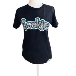 Cookies Black Tee Shirt Logo 100% Cotton Short Sleeve SZ S